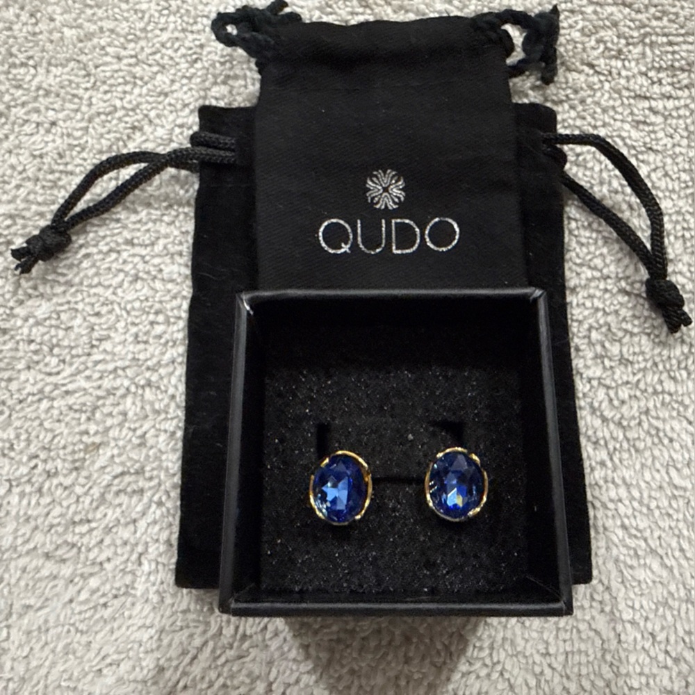 Qudo Blue and Gold Earrings